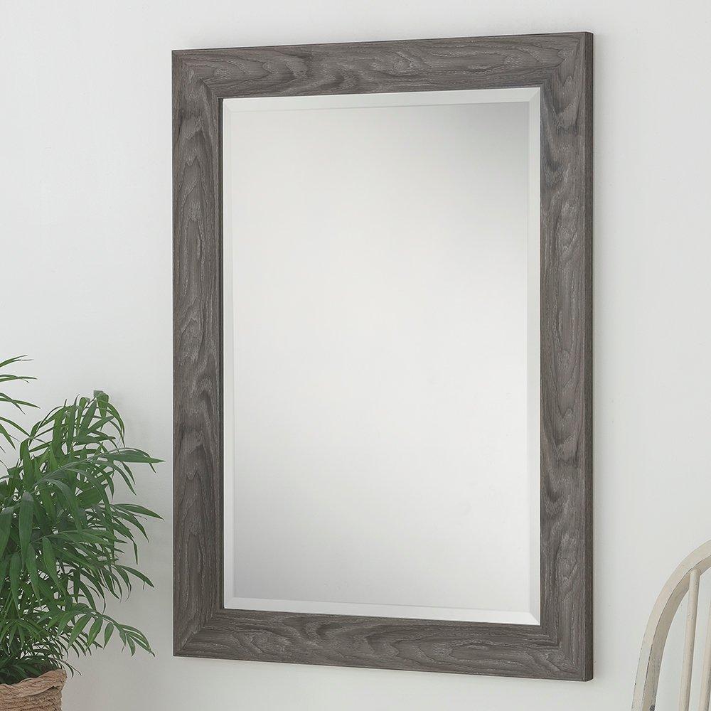 Rustic Grey Wood Effect Scooped Framed Mirror 91x66cm